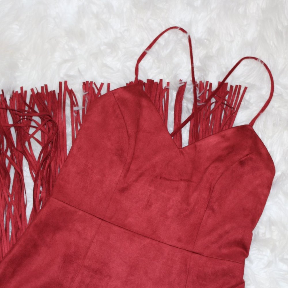 Lovers + Friends Red Faux  Suede Midi dress